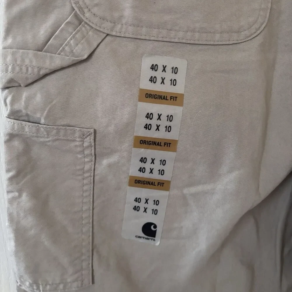 NWT Mens Carhartt Loose Fit Canvas‎ Utility Shorts 40 Khaki Workwear USA Grunge